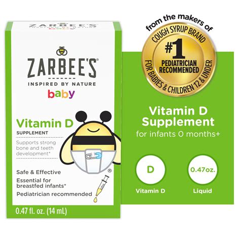 Zarbee's Baby Vitamin D Supplement, Baby Vitamin D Drops for Infants ...