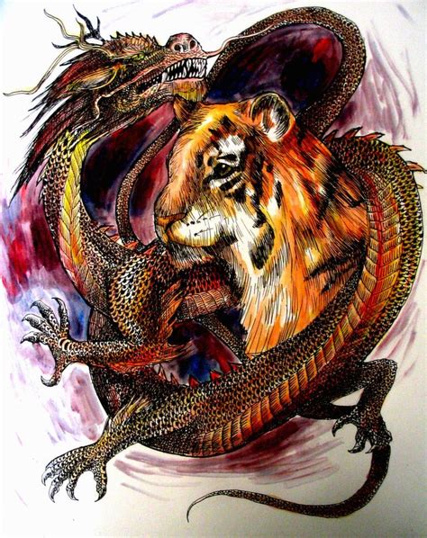 Dragon and Tiger by AzureWyvern.deviantart.com on @deviantART (With images) | Fake tattoos