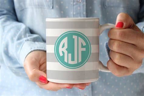 Personalized Monogrammed Coffee Mug stripe With Monogram - Etsy