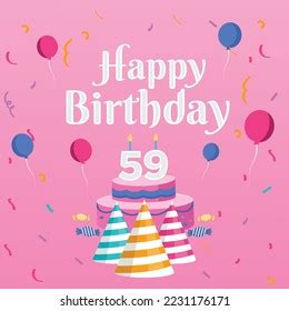 59th Happy Birthday Wish Cake Greeting Stock Vector (Royalty Free ...