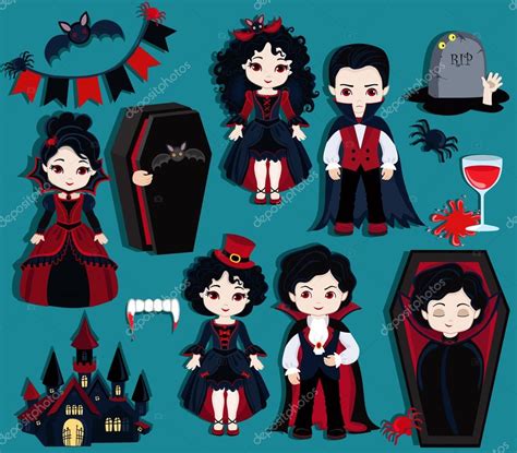 Big collection Dracula vampire vector symbols. Vampire Party. Stock ...