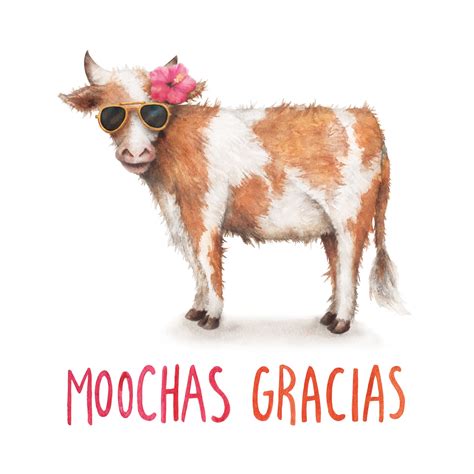 Funny Thank You Card Muchas Gracias Spanish Cow Thanks | Etsy