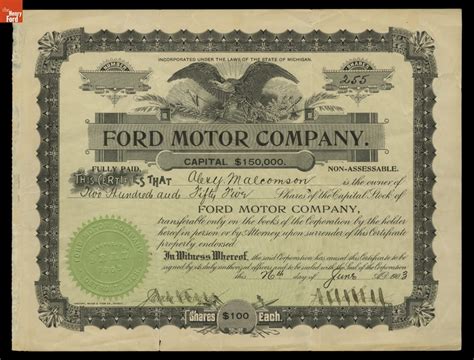 History - Ford Motor Company Original Stock Certificate | The H.A.M.B.