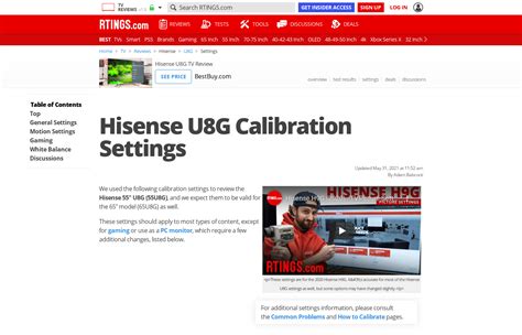 Hisense U8G Calibration Settings - RTINGS.com