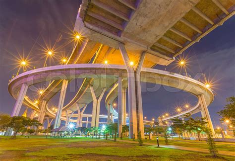 Bhumibol Bridge at night | Stock image | Colourbox