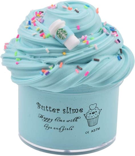 Buy Blue Latte Slime Scented with Charm, Butter Slime Strechy Non-Sticky and Glossy Slime ...