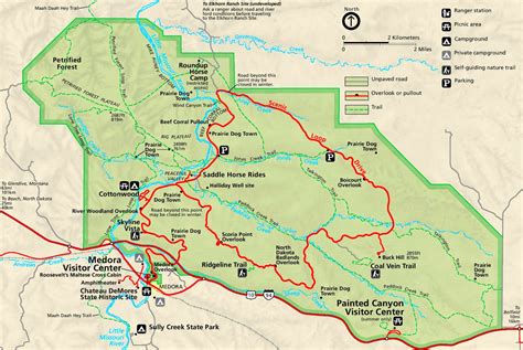 Theodore Roosevelt National Park South Unit tourist map - Ontheworldmap.com