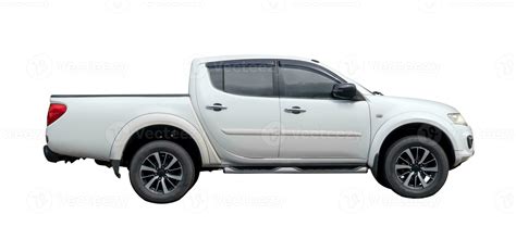 Luxurious white pickup truck isolated on white background with clipping ...