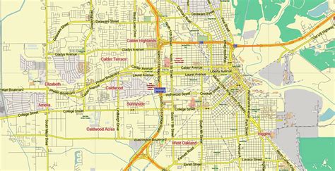 Port Arthur Texas US PDF Vector Map City Plan Exact Street Map editable Adobe PDF in layers ...