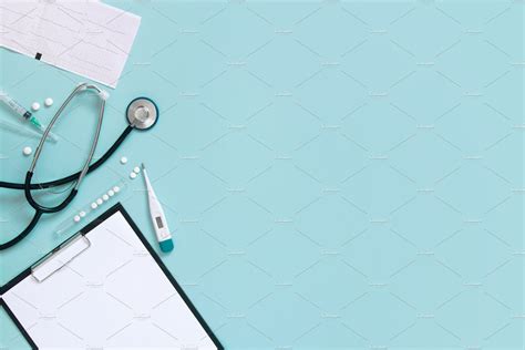 Blue medical background featuring medicine, background, and clipboard ...