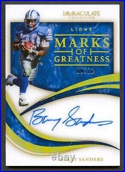 Barry Sanders 2020 Immaculate Marks Of Greatness Auto Autograph /10 Lions Hof | Autograph ...