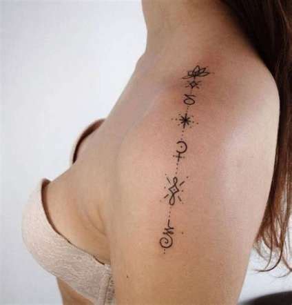 Yoga Tattoo Spine Chakra Symbols 32 Ideas | Small shoulder tattoos, Yoga tattoos, Unalome tattoo