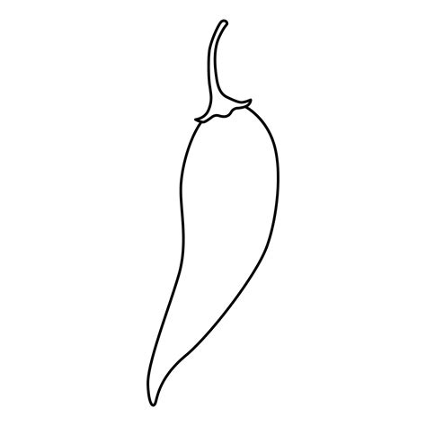 Pod of chili pepper in cartoon style. Black and white vector ...