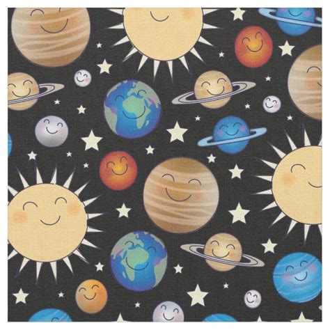 Outer Space Planets Solar System Fabric | Zazzle