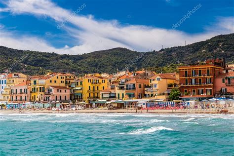 Alassio With Colorful Buildings-Alassio,Italy — Stock Photo © zm_photo #89380524