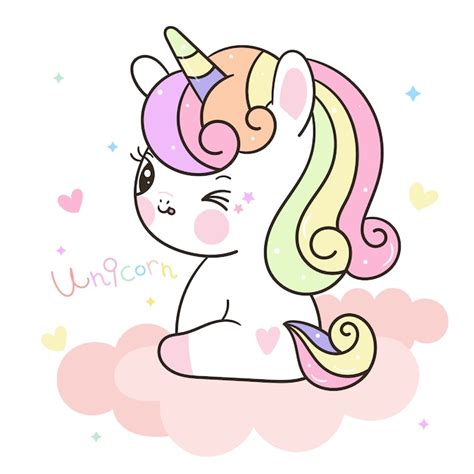 Lindo unicornio en dibujos animados de nube | Vector Premium