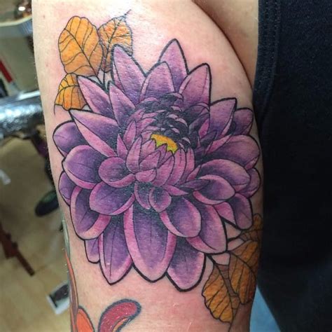 10 Divine Dahlia Tattoos | Dahlia tattoo, Birth flower tattoos, Purple ...