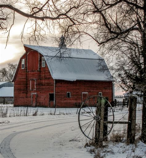 Sunrise Red Barn Winter Barn Photo, Country Decor, Farm Art, Old Barn ...