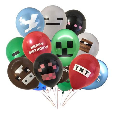 24pcs/lot Boys Kids Minecraft Theme 12inch Latex Birthday Party Balloon Set Balloon Party ...