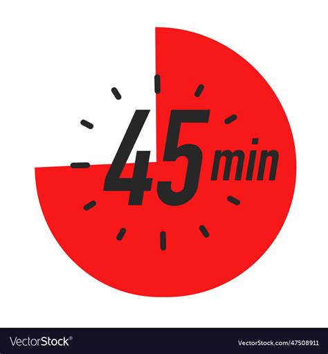 45 minutes timer symbol red color style Royalty Free Vector