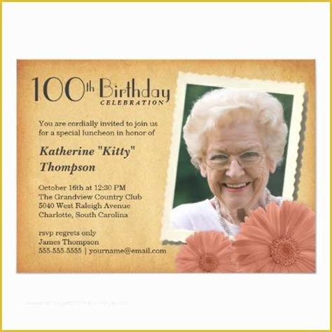 100th Birthday Invitation Templates Free Of 100th Birthday Vintage ...