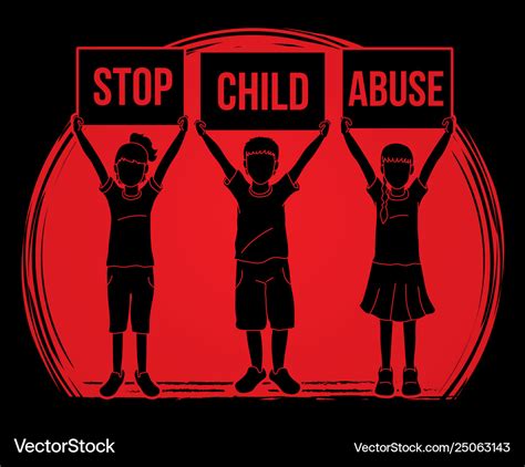 Stop child abuse children with sign board Vector Image