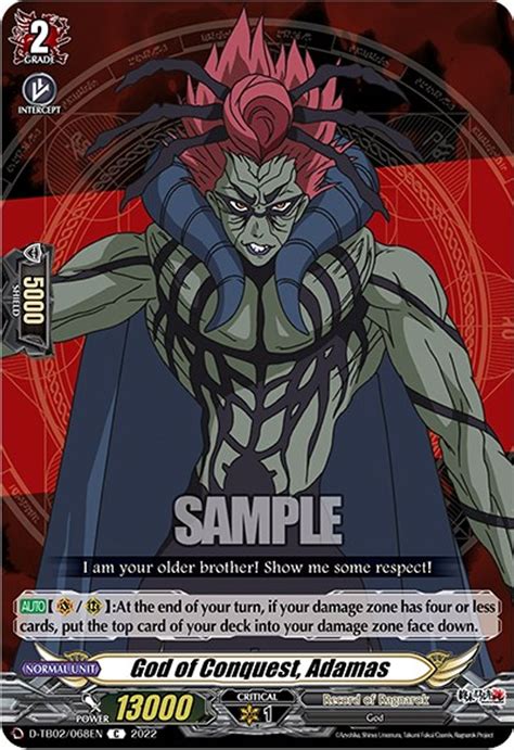 God of Conquest, Adamas - D-TB02: Record of Ragnarok - Cardfight Vanguard