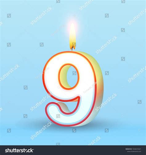 Candle Number Nine 9 Symbol Burning Stock Vector (Royalty Free ...