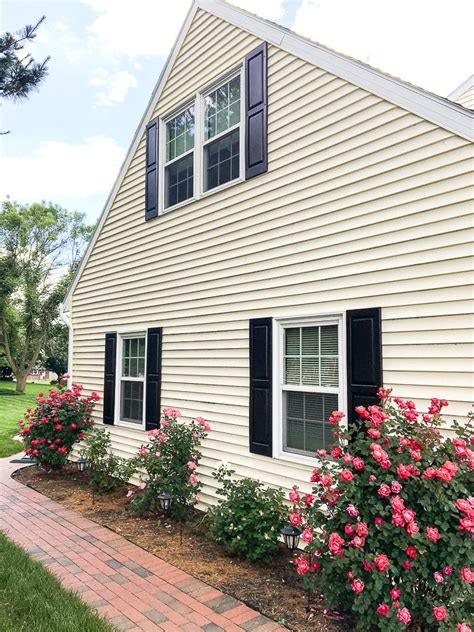 What Color to Paint Shutters and Front Door | House shutter colors, Yellow house exterior ...