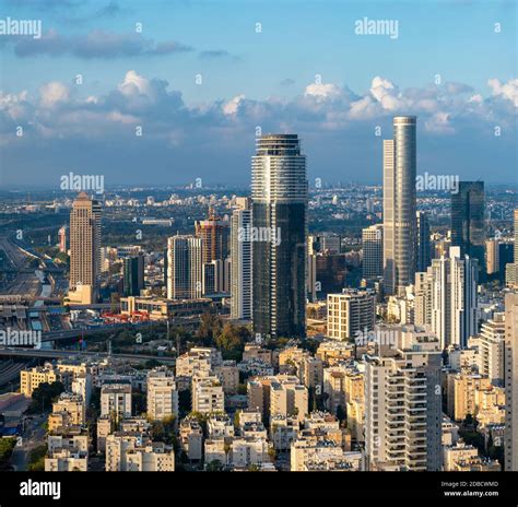 Ramat Gan And Tel Aviv Skyline In Sunset, New Skyscraper In Ramat Gan ...