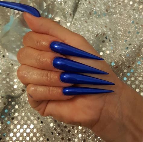 Royal blue long stiletto nails-Wow! On IG@coconutglamnails Acrylic ...