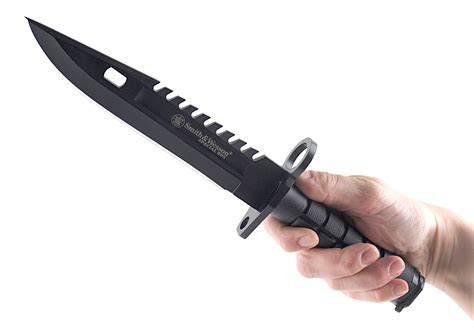 Smith & Wesson Spec Ops M9 Bayonet Knife with Black Handle and Blade, Nylon