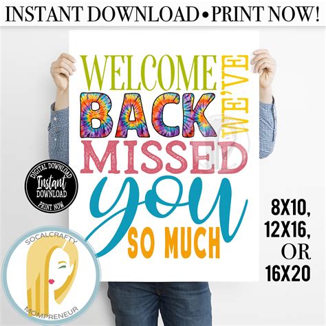 Printable Welcome Back Sign / We've Missed You Poster / - Etsy Australia