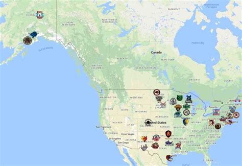 NAHL Map | Teams - Sport League Maps : Maps of Sports Leagues