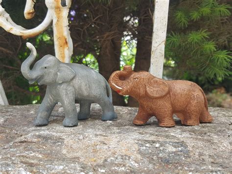 Small Elephant Figurines Porcelain and Resin Plastic Animal | Etsy