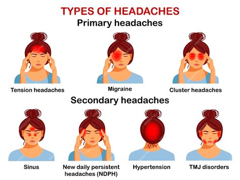 Tipos de dolores de cabeza Vector Infografía | Vector Premium