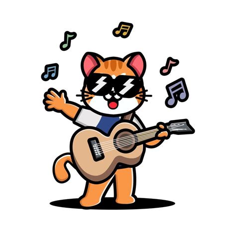 Cute cat playing guitar 9358417 Vector Art at Vecteezy