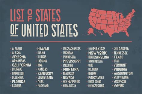 Liste Des états Des états-unis D'amérique | Vecteur Premium