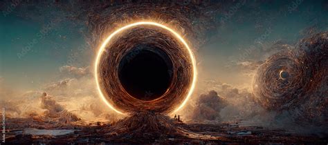 ภาพประกอบสต็อก Black Hole in Space Fantasy Artistic Vision - Digital Art, Concept Art, 3D Render ...