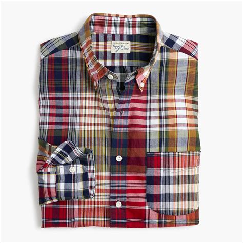 J.Crew Cotton Indian Madras Shirt In Mixed Red Plaid for Men - Lyst