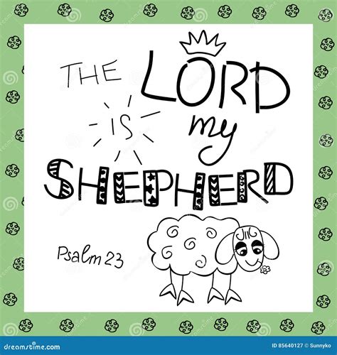 The Inscription the Lord is My Shepherd, Near the Sheep. Stock Illustration - Illustration of ...