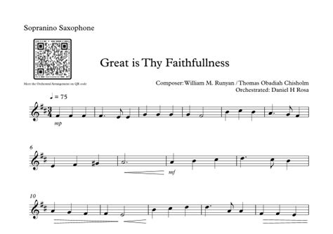 Great is Thy Faithfullness - Easy Sopranino Saxophone (arr. Daniel H ...