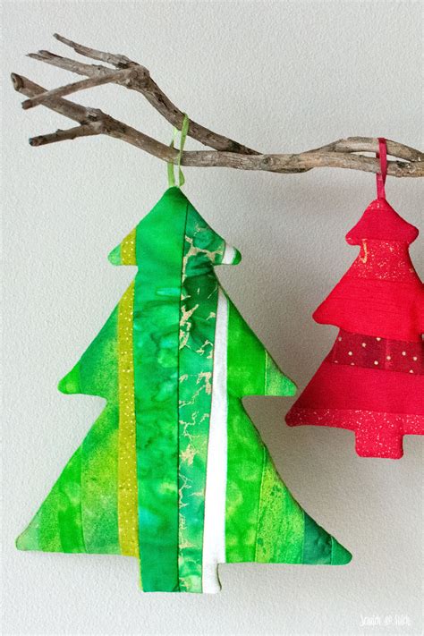 DIY Christmas Ornaments: Fabric Christmas Trees Sewing Pattern | Scratch and Stitch