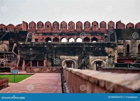 Walls of Agra Red Fort in India from Inside, View from Main Entrance ...