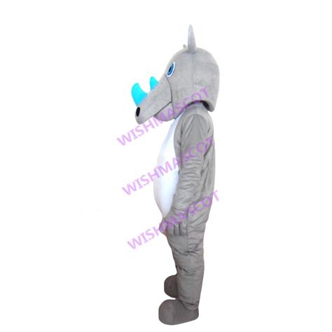 Staring Blue Horned Rhinoceros Mascot Costume