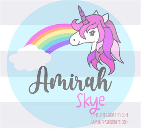 Amirah Unicorn Name Sign SVG File Rainbow Unicorn Cloud - Etsy Canada