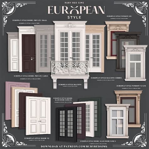 The Sims 4 European Style Windows and Doors | The Sims 4 - European style windows and doors set ...