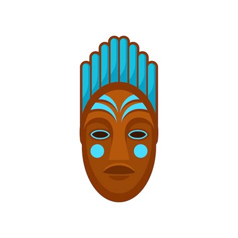 Premium Vector | African or polynesian mask painted with blue color ethnic symbol of voodoo ...