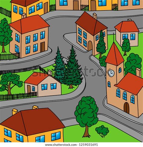 Sketch Drawing Cartoon Old Town Streets Stock Vector (Royalty Free ...