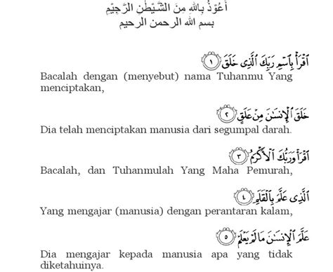 Surat Al Alaq 1 5 Dan Artinya Surat Al Alaq Ayat 1 5 Lengkap Dengan ...